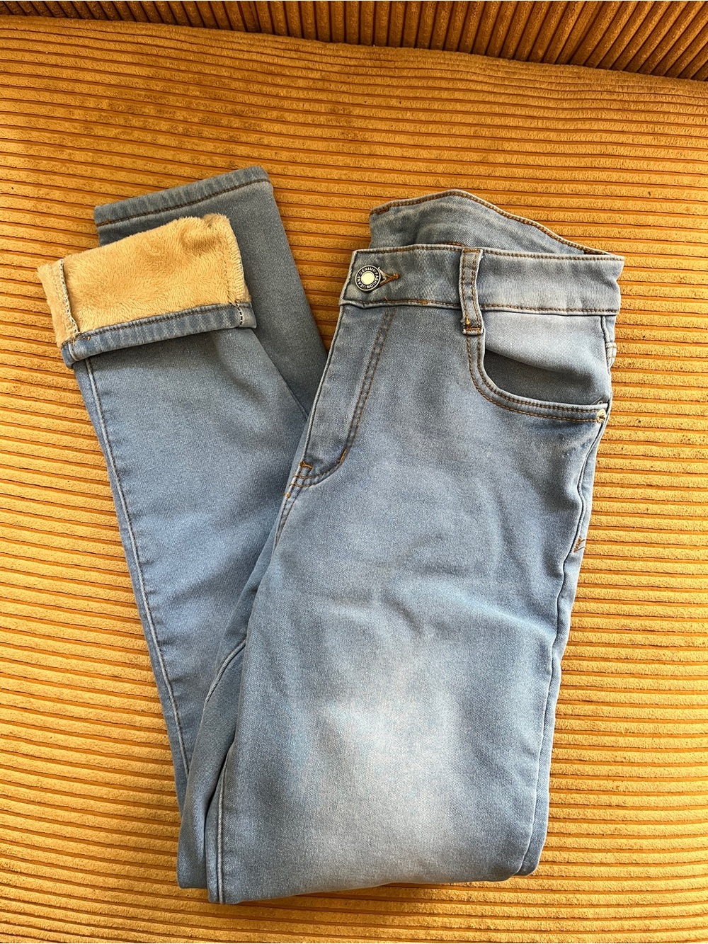Light Wash Fleece-Lined Jeans - like new